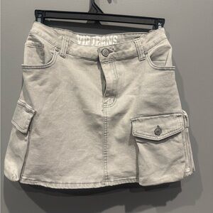 VIP Light Gray Cargo Mini Skirt